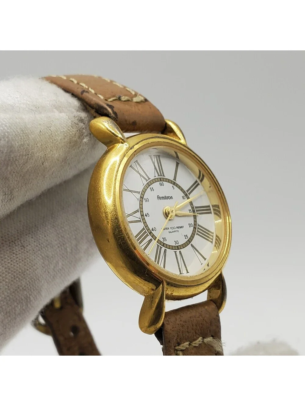 Vintage Armitron Womens Watch 24mm White Dial Roman Numerals New Battery